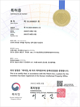 Certificate of Patent (Vein Disease Treatment Device)